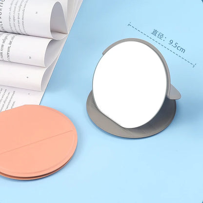 Zonyin High Quality HD Glass Round Desktop Pocket Mirror Foldable Pu Leather Compact Makeup Mirror for Travel