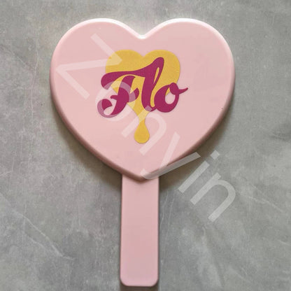 Zonyin Wholesale Heart Shape Hand Cosmetic Mirror Custom logo Plastic Portable Handheld Makeup Mirror Promotional Gift