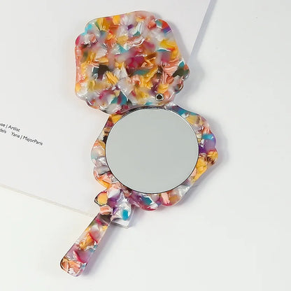 Zonyin Wholesale Handheld Round Mirror Portable Compact Small Cosmetic Mirror Custom Logo Acetate Beauty Salon Makeup Mirror