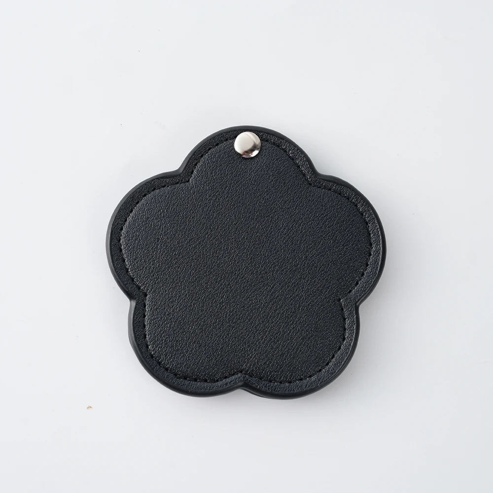 Zonyin New Arrival Flower Design White Pu Leather Makeup Mirror Customized Logo Portable Travel Pu Pocket Mirror for Women Girls