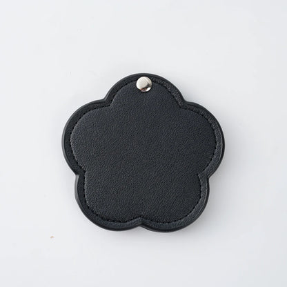 Zonyin New Arrival Flower Design White Pu Leather Makeup Mirror Customized Logo Portable Travel Pu Pocket Mirror for Women Girls