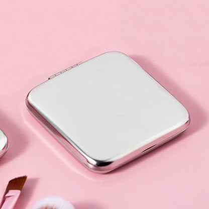 Zonyin New Arrival Square Stainless Steel Makeup Pocket Mirror Dual Side Small Cosmetic Mirror With Foldable Travel Mirror