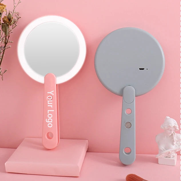 Zonyin OEM Private Label Handheld Compact Led Lights Travel Small Portable Cosmetic Espejo Makeup Led Mirror Led Pocket Mirror