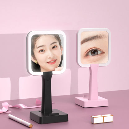Zonyin High Quality ABS Plastic LED Light Handheld Rechargeable Pocket Makeup Mirror Square PorTable Hand Held Cosmetic Mirror