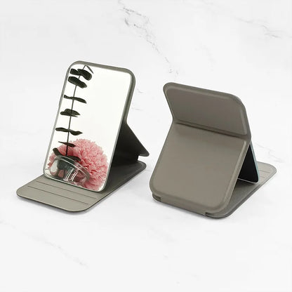 Zonyin High Quality Pu Leather Pocket Mirror LOW MOQ Custom Embossed Logo Folding Portable Travel Makeup Mirror for Women