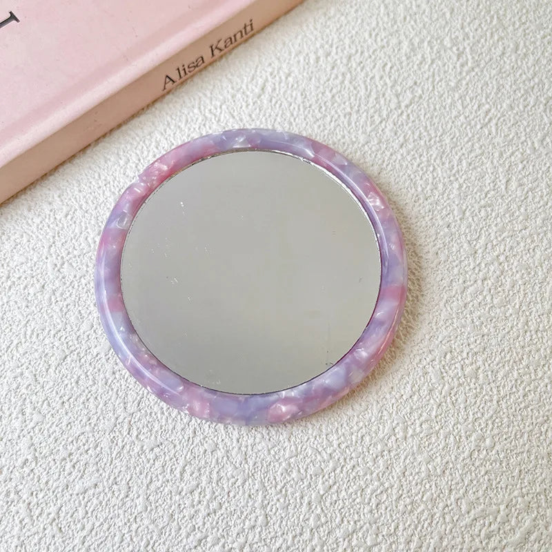 Zonyin Travel Gift Custom Logo Acetate Portable Beauty Makeup Mirror Hand Held Compact Mini Small Cosmetic Pocket Mirror
