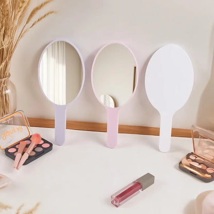 Zonyin New Plastic HandHeld Mirror Custom Logo Oval Shaped Makeup Mirror Large Size Travel Cosmetic Mirror for Promotion