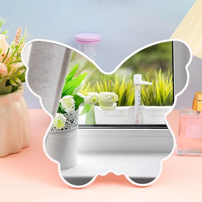 Zonyin Customized Logo Personalized Folding Desktop Cosmetic Mirror Large Cute Butterfly Shape Plastic Table Makeup Mirror