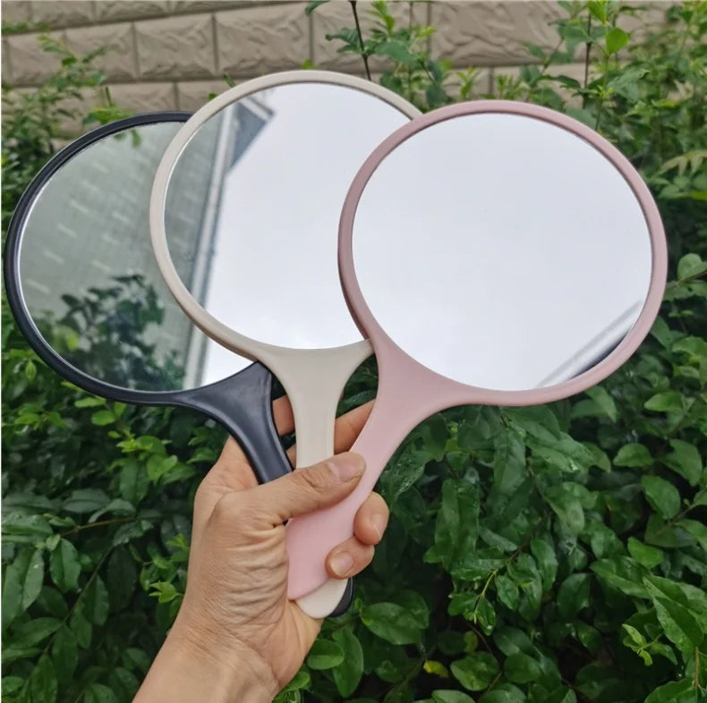 Zonyin New Arrival Large Size Round Handheld Makeup Mirror 16*27cm Plastic Travel Mirror  with Custom Logo for Hair Salon