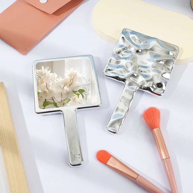 Zonyin Retro Hand Held Square Makeup Mirror Custom Logo Portable Fashion Lady Beauty Cosmetic Mirror Handheld Travel Mirror
