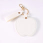 Zonyin Unique Christmas Gifts Red Apple-Shaped Pocket Mirror Foldable Pink Pu Leather Small Makeup Keychain Mirror for Women