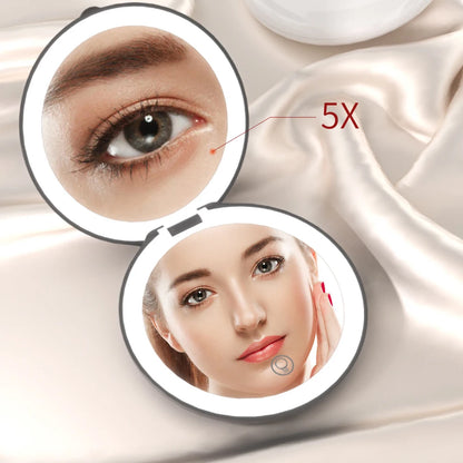Zonyin Round Magnifying Led Portable Touch Screen Makeup Mirror Vanity Mirror With Light Compact Pocket Travel Mirror With Logo