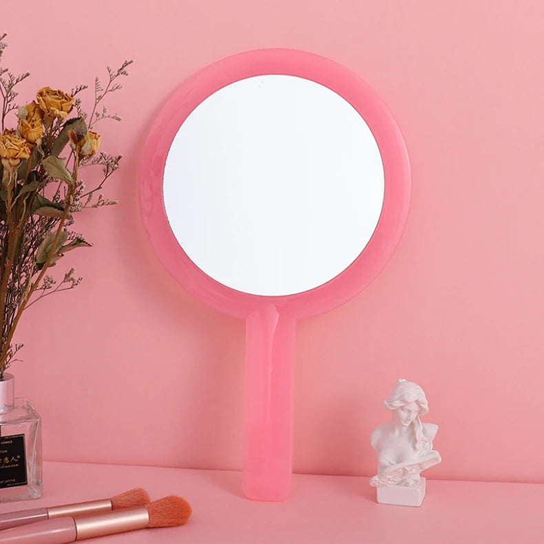 Zonyin New Round Double-sided Hand-held Travel Mirror Wholesale Makeup Mirror Portable Magnifying Glass Vanity Cosmetic Mirror