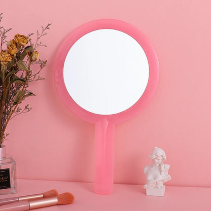 Zonyin New Round Double-sided Hand-held Travel Mirror Wholesale Makeup Mirror Portable Magnifying Glass Vanity Cosmetic Mirror