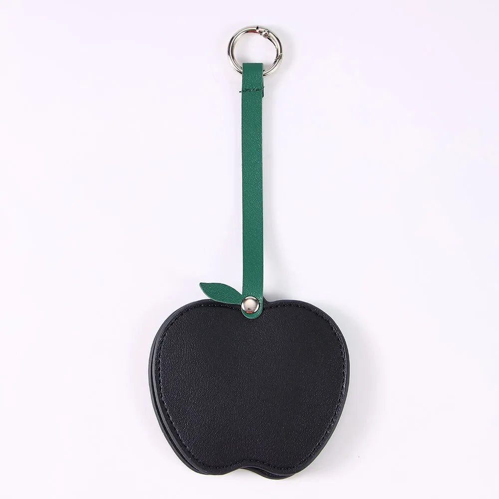 Zonyin Christmas Apple Design Baby Pink Pocket Makeup Mirror Customized Private Logo Small Mirror with Hanging Rope and Key Ring