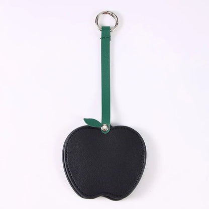 Zonyin Christmas Apple Design Baby Pink Pocket Makeup Mirror Customized Private Logo Small Mirror with Hanging Rope and Key Ring