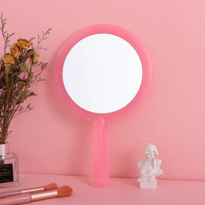 Zonyin New Round Double-sided Hand-held Travel Mirror Wholesale Makeup Mirror Portable Magnifying Glass Vanity Cosmetic Mirror