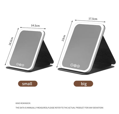 Zonyin Hot Selling LED Light Cosmetic Mirror Portable Folding Desktop Vanity Mirror Foldable Desktop Makeup Mirror for Women