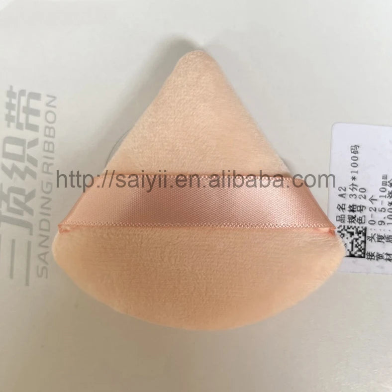 Zonyin Top Seller Triangle Powder Puff Makeup Sponge Soft Velour Cosmetic Puff Black Velvet Loose Powder Puffs for Face