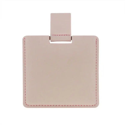 Zonyin High Quality Pink Square Shape Pocket Mirror Engraved Logo Small Pu Leather Metal Travel Cosmetic Makeup Mirror for Women