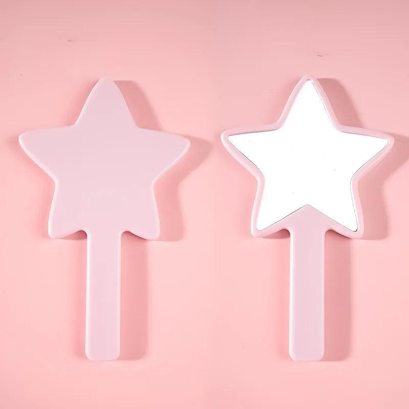Zonyin Wholesale Customized Logo Five Pointed Star Shaped Handheld Makeup Mirror Portable Plastic Hand Mini Mirror for Girl