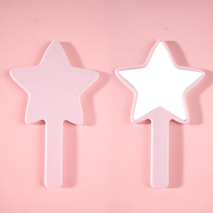 Zonyin Wholesale Customized Logo Five Pointed Star Shaped Handheld Makeup Mirror Portable Plastic Hand Mini Mirror for Girl