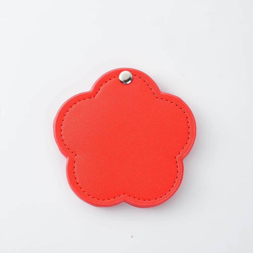 Zonyin New Arrival Flower Design White Pu Leather Makeup Mirror Customized Logo Portable Travel Pu Pocket Mirror for Women Girls