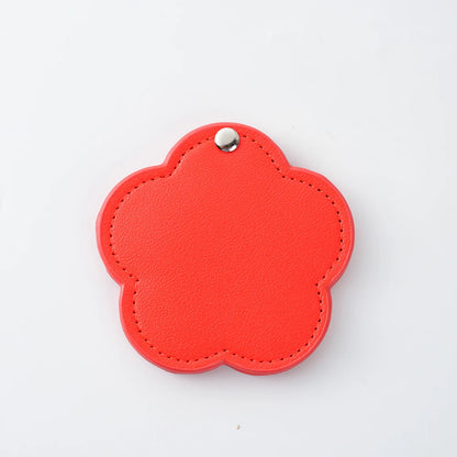 Zonyin New Arrival Flower Design White Pu Leather Makeup Mirror Customized Logo Portable Travel Pu Pocket Mirror for Women Girls