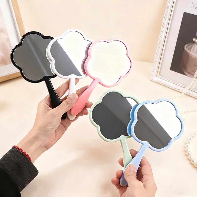 Zonyin New Arrival Flower Shape Handheld Single-Sided Makeup Mirror Plastic Travel Mirror Print Custom for Promotional