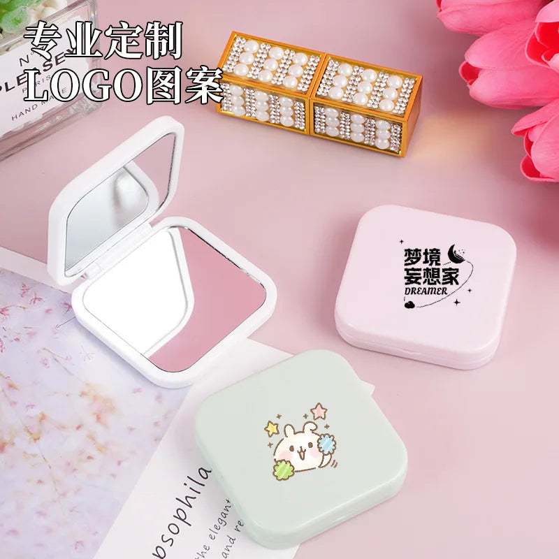 Zonyin High Quality Promotional Gift Dual-sided Cosmetic Mirror 2X Small Plastic Pocket Mirror Makeup Mirror With Customized
