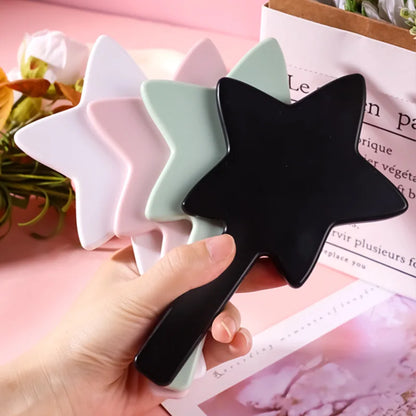 Zonyin Wholesale Customized Logo Five Pointed Star Shaped Handheld Makeup Mirror Portable Plastic Hand Mini Mirror for Girl