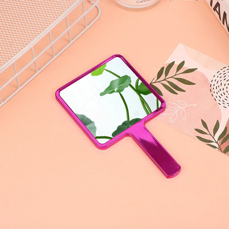 Zonyin Wholesale Electroplate Sliver Gold Handle Mirror Custom logo Small Handheld Square Cosmetic Hand Makeup Mirrors for Women
