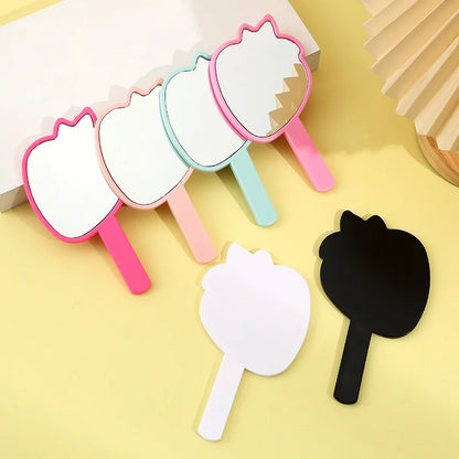 Zonyin New Arrival Strawberry Shape Customized Portable Mini Handheld Plastic Cosmetic Makeup Mirror for Children Girls