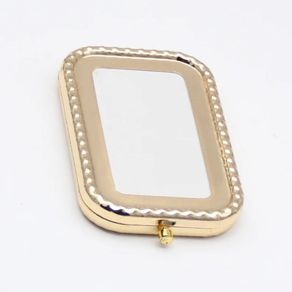 Zonyin Custom Logo Double-Side Foldable Metal Makeup Mirror Square Folding Mini Magnifying Travel Pocket Mirror with Promotion