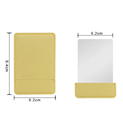 Zonyin Custom Personalized Logo High Quality White Rectangle Pu Leather Pocket Mirror Small Travel Makeup Mirror with Pu Bag