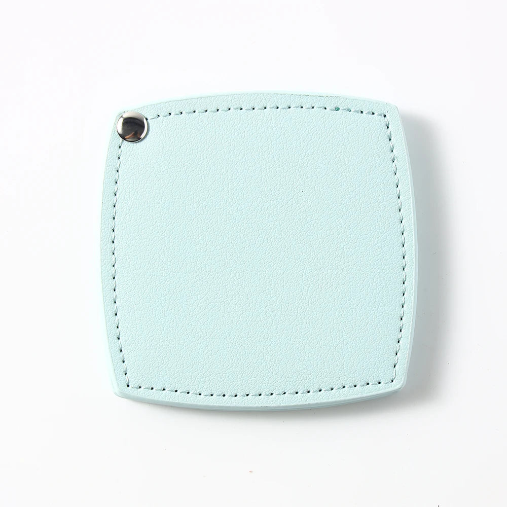 Zonyin Customized Logo Portable Square-Shape Vanity Makeup Mirror Travel Folding Pu Leather Pocket Compact Mirror for Girls Gift