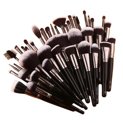 Wholesale 40 PCS Professional Makeup Brush Set Foundation Eye Shadow Concealer Powder Blusher Glossy Black Color Fan Brush Face