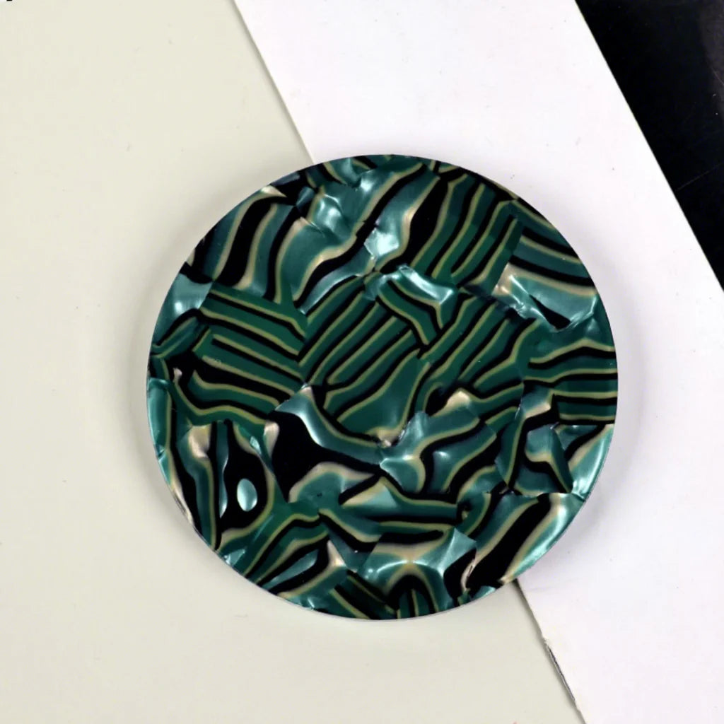 Zonyin Vintage Round Acetate Makeup Mirror Foldable Handheld Mirror Compact Small Circular Pocket Cosmetic Mirror for Purse