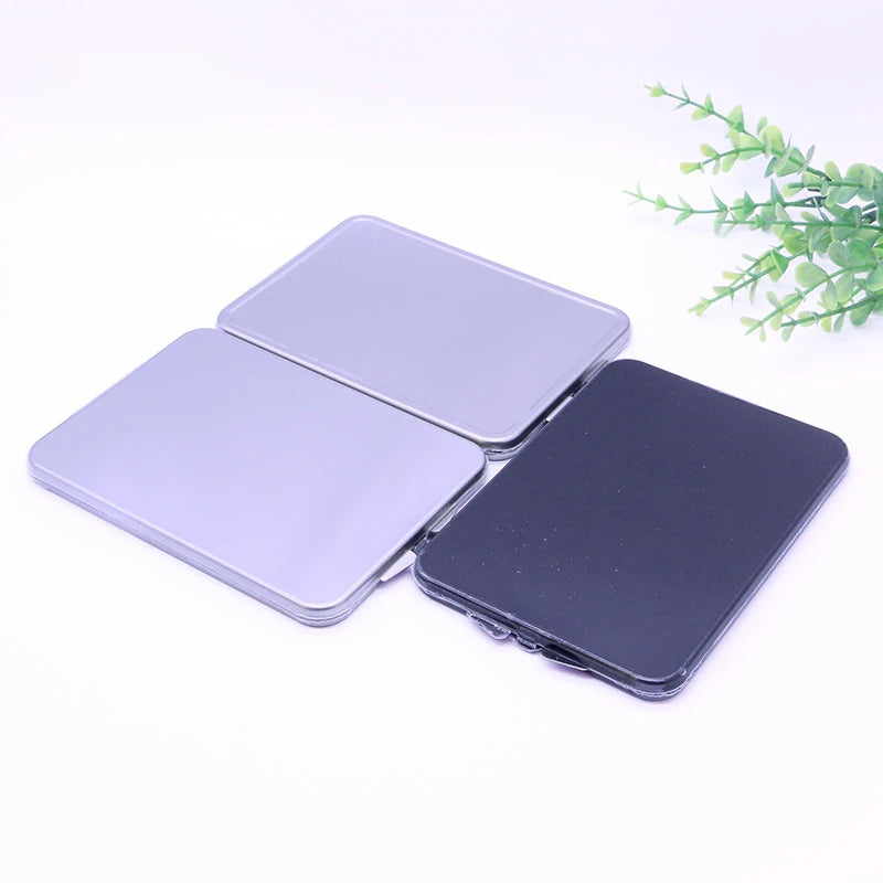 Zonyin Stainless Steel Double-Sided Folded Makeup Mirror Magnifying Custom logo Pocket Handheld Mini Makeup Mirror for Promotion