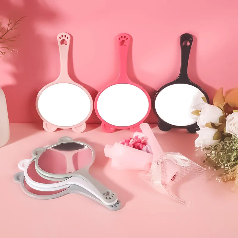 Zonyin Wholesale Cute Bear Shape Portable Handheld Makeup Mirror Salon Lash Mirror pink Hand Held Cosmetic Mirror for Girls
