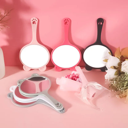 Zonyin Wholesale Cute Bear Shape Portable Handheld Makeup Mirror Salon Lash Mirror pink Hand Held Cosmetic Mirror for Girls