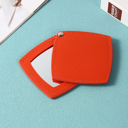 Zonyin Customized Logo Portable Square-Shape Vanity Makeup Mirror Travel Folding Pu Leather Pocket Compact Mirror for Girls Gift