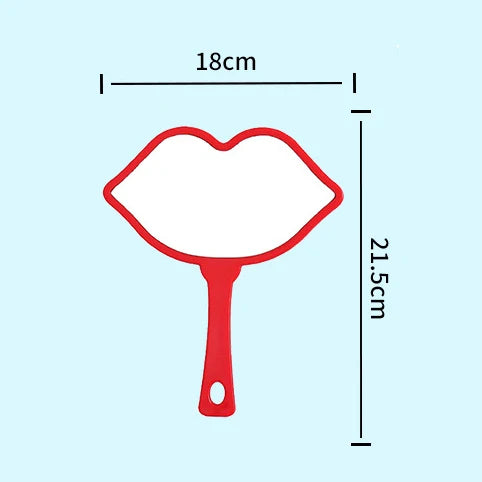 Zonyin Hot Sale Custom logo Large Handheld Mirror Lip Design Portable Plastic Personalized Hand Cosmetic Makeup Mirror for Girls