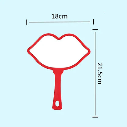 Zonyin Hot Sale Custom logo Large Handheld Mirror Lip Design Portable Plastic Personalized Hand Cosmetic Makeup Mirror for Girls