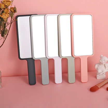 Zonyin Hot Selling Compact Travel Makeup Mirror Rectangle Small Handheld Cosmetic Mirror with Handle Pocket for Beauty