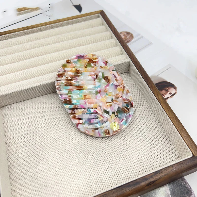 Zonyin Custom Logo High Quality Acetate Pocket Mini Cosmetic Mirror Portable Makeup Small Travel Mirror With Comb for Women