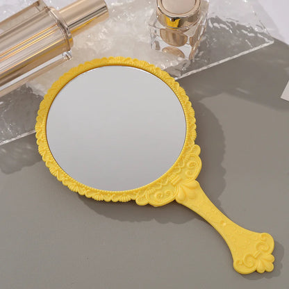 Zonyin Plastic Retro Handheld Mirror European Style Portable Travel Mirror Princess Hand Held Makeup Mirror for Promotion Gift