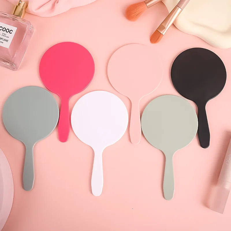 Zonyin Mini Handheld Custom logo Cosmetic Mirror Portable Plastic Pocket Round Hand Personalized Makeup Mirror for Travel Use