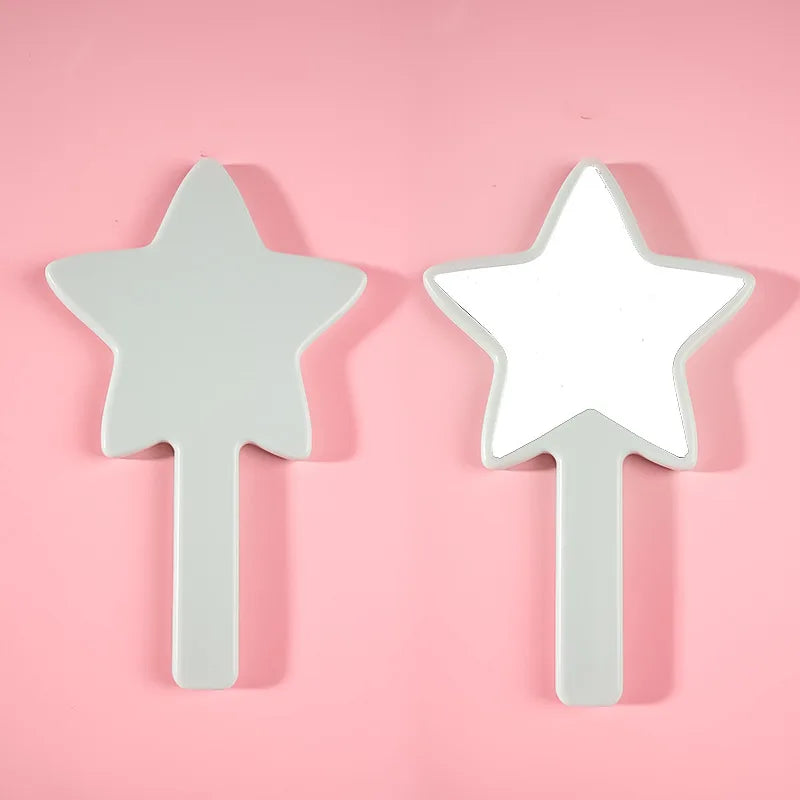 Zonyin Wholesale Customized Logo Five Pointed Star Shaped Handheld Makeup Mirror Portable Plastic Hand Mini Mirror for Girl