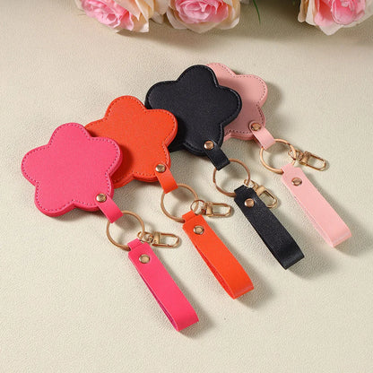 Zonyin NEW ARRIVAL Cute Yellow Star Small Makeup Mirror Customized Logo Pu Leather Pocket Cosmetic Keychain Mirror for Kids